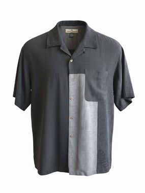 Tommy Bahama Men's Black & Gray Panel Short-Sleeve Button-Down Shirt